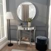 imageDeco 79 Wood Half Moon Console Table with Mirror Set of 2 32quot 31quotH Silver