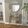 imageDeco 79 Wood Half Moon Console Table with Mirror Set of 2 32quot 31quotH Silver