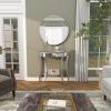 imageDeco 79 Wood Half Moon Console Table with Mirror Set of 2 32quot 31quotH Silver