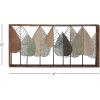 imageDeco 79 Wood Leaf Home Wall Decor Cutout Wall Sculpture with Green and Black Metal Wire Accents Wall Art 47quot x 3quot x 22quot Brown