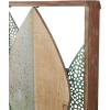 imageDeco 79 Wood Leaf Home Wall Decor Cutout Wall Sculpture with Green and Black Metal Wire Accents Wall Art 47quot x 3quot x 22quot Brown