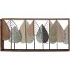 imageDeco 79 Wood Leaf Home Wall Decor Cutout Wall Sculpture with Green and Black Metal Wire Accents Wall Art 47quot x 3quot x 22quot Brown