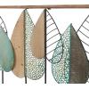 imageDeco 79 Wood Leaf Home Wall Decor Cutout Wall Sculpture with Green and Black Metal Wire Accents Wall Art 47quot x 3quot x 22quot Brown