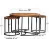 imageDeco 79 Wood Living Room Coffee Table Nesting Table with Gray Metal Base Set of 3 Center Table 19quot 17quot 17quotH Brown