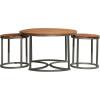 imageDeco 79 Wood Living Room Coffee Table Nesting Table with Gray Metal Base Set of 3 Center Table 19quot 17quot 17quotH Brown