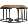 imageDeco 79 Wood Living Room Coffee Table Nesting Table with Gray Metal Base Set of 3 Center Table 19quot 17quot 17quotH Brown