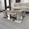 imageDeco 79 Wood Mirrored Coffee Table with Crystal Embellishments 39quot x 39quot x 18quot Silver
