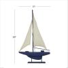 imageDeco 79 Wood Sail Boat Decorative Sculpture Home Decor Statue with Lifelike Rigging Accent Figurine 15quot x 3quot x 14quot BeigeDark Blue