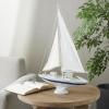 imageDeco 79 Wood Sail Boat Decorative Sculpture Home Decor Statue with Lifelike Rigging Accent Figurine 15quot x 3quot x 14quot BeigeWhite