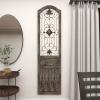 imageDeco 79 Wood Scroll Home Wall Decor Distressed Door Panel Wall Sculpture with Metal Wire Details Wall Art 19quot x 1quot x 72quot Brown