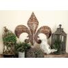 imageDeco 79 Wood Scroll Home Wall Decor Window Inspired Wall Sculpture with Metal Scrollwork Relief Wall Art 36quot x 1quot x 36quot WhiteBrown
