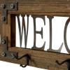 imageDeco 79 Wood Welcome Metal Wall Hook 32 by 10Inch Black