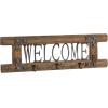 imageDeco 79 Wood Welcome Metal Wall Hook 32 by 10Inch Black
