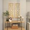 imageDeco 79 Wooden Floral Handmade Home Wall Decor Intricately Carved Acanthus Wall Sculpture Wall Art 12quot x 1quot x 36quot BrownGold