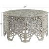 imageDeco 79 Wooden Floral Handmade Living Room Coffee Table Intricately Carved Table with Hollow Interior Center Table 33quot x 33quot x 18quot Light GrayLight Gray