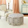 imageDeco 79 Wooden Floral Handmade Living Room Coffee Table Intricately Carved Table with Hollow Interior Center Table 33quot x 33quot x 18quot Light GrayLight Gray