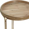 imageDeco 79 Wooden Side End Accent Table Round Beaded Nesting End Table with Gold Metal Stand Set of 2 Side Table 26quot 22quotH Brown