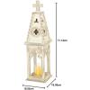 imageDeco 79 Wooden Standing Decorative Candle Lantern 8quot x 8quot x 28quot WhiteWhite