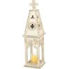 imageDeco 79 Wooden Standing Decorative Candle Lantern 8quot x 8quot x 28quot WhiteWhite