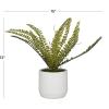 imageThe Novogratz Faux Foliage Fern Artificial Plant with Realistic Leaves and White Ceramic Pot 15quot x 10quot x 12quot Green