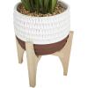 imageThe Novogratz Faux Foliage Grass Tall Artificial Plant with Realistic Leaves and Porcelain Pot on Wooden Stand 20quot x 8quot x 35quot GreenGreen