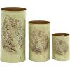 imageWoodland Imports Leaf Patterned Metal Candle Holder Set of 3