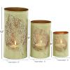 imageWoodland Imports Leaf Patterned Metal Candle Holder Set of 3