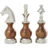 imageCosmoLiving by Cosmopolitan Aluminum Metal Chess Decorative Sculpture Home Decor Statues with Knight Queen and King Set of 3 Accent Figurines 9quot 9quot 10quotH Dark GrayBrown