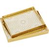 imageCosmoLiving by Cosmopolitan Plastic Geometric Mirrored Tray Set of 2 16quot 14quotW Gold