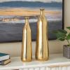 imageDeco 79 Aluminum Metal Decorative Vase Centerpiece Vases with Wavy Accents and Textured Ridges Set of 2 Flower Vases for Home Decoration 20quot 16quot H GoldGold