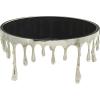 imageDeco 79 Aluminum Metal Living Room Coffee Table Melting Drip Table with Black Glass Top Center Table 36quot x 36quot x 16quot SilverSilver