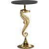 imageDeco 79 Aluminum Metal Sea Horse Side End Accent Table Pedestal End Table with Tray Top Side Table 14quot x 14quot x 27quot SilverGold