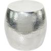 imageDeco 79 Aluminum Metal Side End Accent Table Drum Shaped End Table with Hammered Design Side Table 14quot x 14quot x 16quot SilverAccent Table