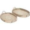 imageDeco 79 Dried Plant Handmade Tray with Metal Rim Set of 2 27quot 26quotW BrownLightbrownBlack