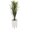 imageDeco 79 Faux Foliage Dracaena Artificial Plant with Realistic Leaves and White Ceramic Pot 19quot x 19quot x 49quot Green