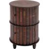 imageDeco 79 Faux Leather Room Cabinet Circular Storage 2 Door Storage Cabinet with Stacked Book Design and Scroll Details Accent Cabinet 18quot x 18quot x 28quot RedAccent Cabinet 18 x 18 x 28