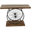 imageDeco 79 Industrial Wood and Metal Wheel Console Table 39quot x 25quot x 12quot BrownBlackBrown