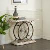 imageDeco 79 Industrial Wood and Metal Wheel Console Table 39quot x 25quot x 12quot BrownBlackWhite
