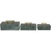 imageDeco 79 Marble Decorative Box Decorative Keepsake Boxes with Aluminum Bar Handles Set of 3 Storage Boxes 12quot 10quot 8quotW BlackGreen