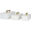 imageDeco 79 Marble Decorative Box Decorative Keepsake Boxes with Aluminum Bar Handles Set of 3 Storage Boxes 12quot 10quot 8quotW BlackWhite