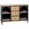 imageDeco 79 Metal Arched 2 Shelf 4 Cubby Console Table with Brown Wood Shelves 47quot x 16quot x 41quot BlackBrown
