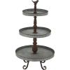 imageDeco 79 Metal Bird 3 Tiered Tiered Server with Scrolled Base 16quot x 16quot x 28quot Silver