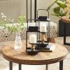 imageDeco 79 Metal Decorative Candle Lantern with Handle Set of 2 14quot 12quotH BlackBlack