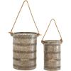 imageDeco 79 Metal Decorative Candle Lantern with Handle Set of 2 14quot 12quotH BlackGray