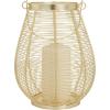 imageDeco 79 Metal Decorative Candle Lantern with Thin Metal Handle 8quot x 8quot x 11quot Gold
