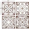 imageDeco 79 Metal Fleur De Lis Home Wall Decor Wire Scroll Wall Sculpture with Gold Accents Set of 4 Wall Art 16quotW 16quotH Brown14L x 14W