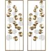 imageDeco 79 Metal Floral Cutout Wall Decor with White Accents Set of 2 12quotW 34quotH Gold12L x 15W