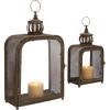 imageDeco 79 Metal Indoor Outdoor Candle Lantern Decorative Lantern Candle Holder Set of 2 Lantern 24quot 18quotH Brown10x17x5