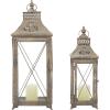 imageDeco 79 Metal Indoor Outdoor Candle Lantern Decorative Lantern Candle Holder Set of 2 Lantern 24quot 18quotH Brown2 PIECES LARGE SIZE