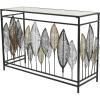 imageDeco 79 Metal Leaf Console Table with Glass Top and Gold Accents 44quot x 16quot x 30quot BlackBlack